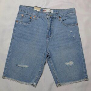 NWT LEVI’S 511 boys SHORTS blue DENIM adjustable waist DISTRESSED slim SIZE 16